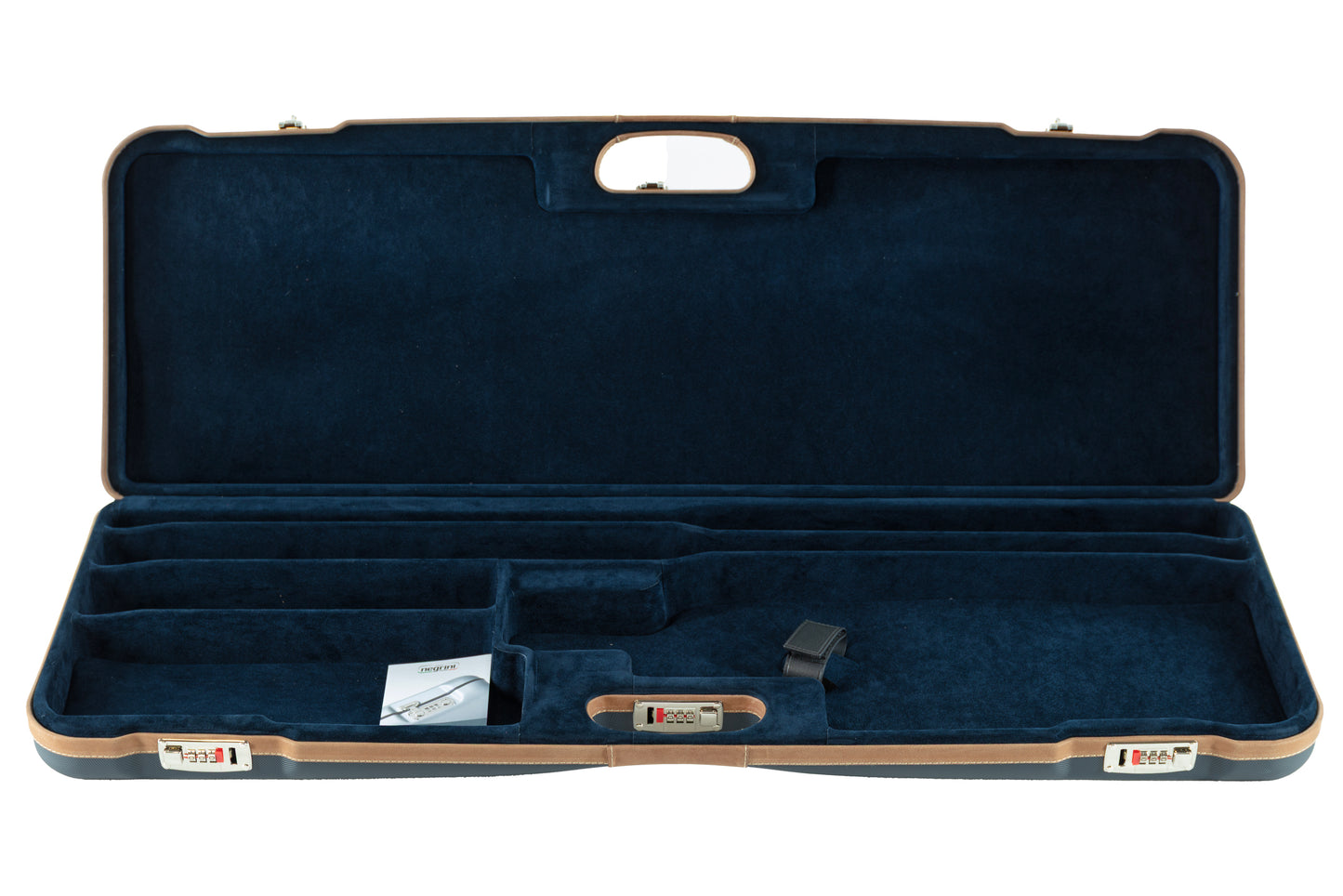 COLE EXCLUSIVE NEGRINI CASE | 1653-LX SPORTING COMBO | 1 O&U/2 FLAT RIB 32" BBLS+ EXT. CHOKES | NAVY/TAN TRIM/NAV INT