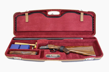 NEGRINI ACCESSORIES | NEGRINI CASE | 1622 SPORTING & FULL TUBE SET | 1 O&U / 1 HIGH RIB BARREL UP TO 32" | NAVY / TOBACCO LEATHER / NAVY