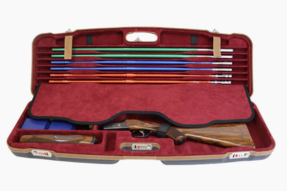 NEGRINI ACCESSORIES | NEGRINI CASE | 1622 SPORTING & FULL TUBE SET | 1 O&U / 1 HIGH RIB BARREL UP TO 32" | NAVY / TOBACCO LEATHER / NAVY