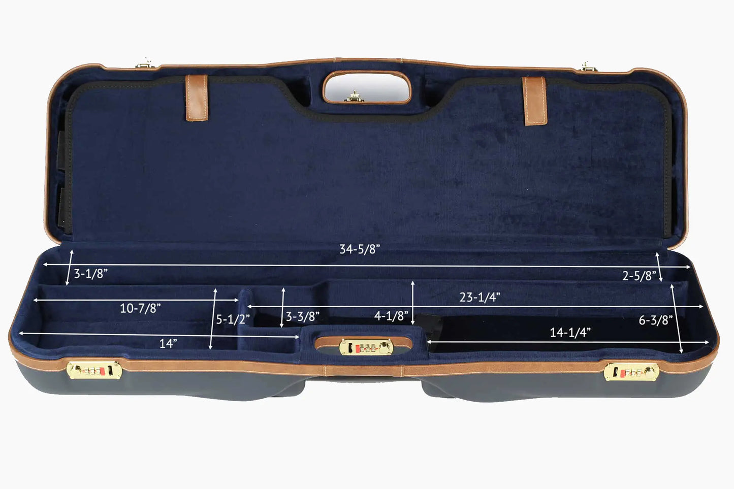 NEGRINI ACCESSORIES | NEGRINI CASE | 1646 SPORTING & HUNTING | 1 O&U OR SXS / 3 MEDIUM RIB BARRELS UP TO 32" | NAVY / TOBACCO LEATHER / NAVY