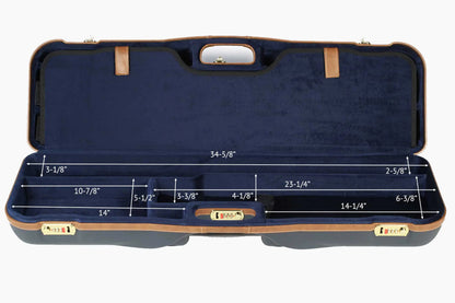 NEGRINI ACCESSORIES | NEGRINI CASE | 1646 SPORTING & HUNTING | 1 O&U OR SXS / 3 MEDIUM RIB BARRELS UP TO 32" | NAVY / TOBACCO LEATHER / NAVY