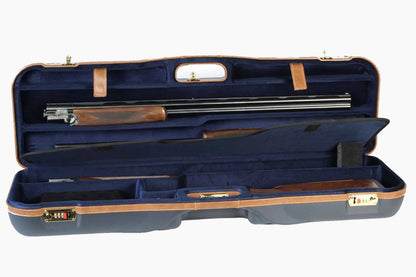 NEGRINI ACCESSORIES | NEGRINI CASE | 1646 SPORTING & HUNTING | 1 O&U OR SXS / 3 MEDIUM RIB BARRELS UP TO 32" | NAVY / TOBACCO LEATHER / NAVY